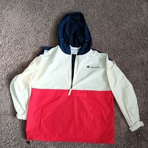 Champion Windbreaker ,Size Large , Red, White and Blue. Good Condition